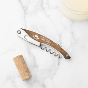 Rustic Lake House Boat Oars Trees Wood Print Waiter's Corkscrew