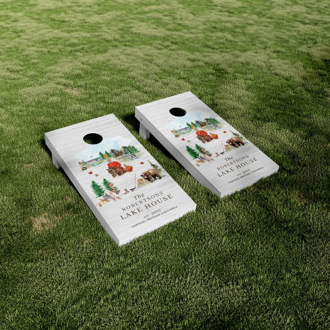 Rustic Lake House | Canada Themed Family Cornhole Set (Creator Uploaded)