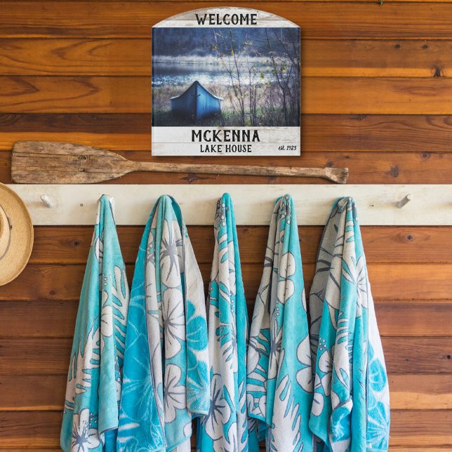 Rustic Lake House Canoe Forest Custom Name  Door Sign (Creator Uploaded)