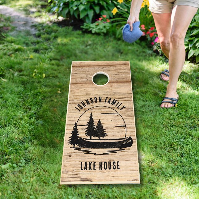 Rustic Lake House Custom Family Name  Cornhole Set (Creator Uploaded)