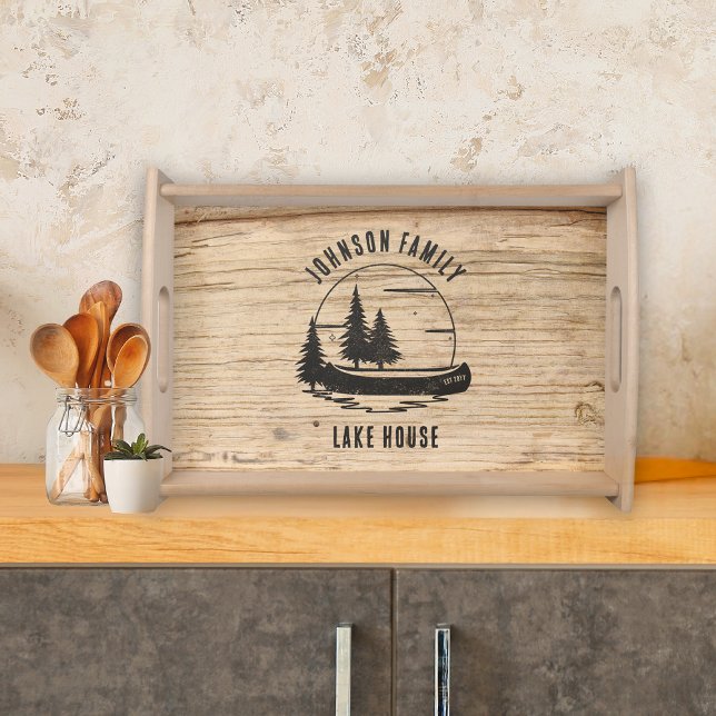 Rustic Lake House Custom Family Name  Serving Tray (Creator Uploaded)