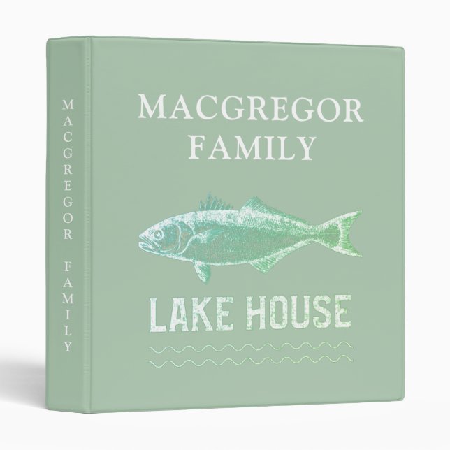 Rustic Lake House Family Name 3 Ring Binder (Front/Spine)