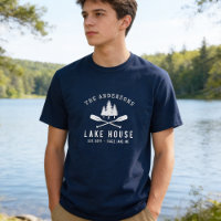 Rustic Lake House Family Name Boat Oars Trees