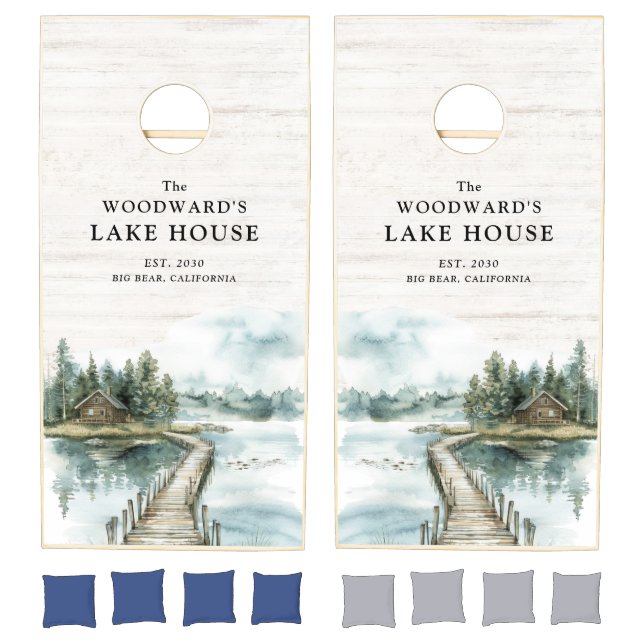 Rustic  Lake House Family Name Cornhole Set (Set)