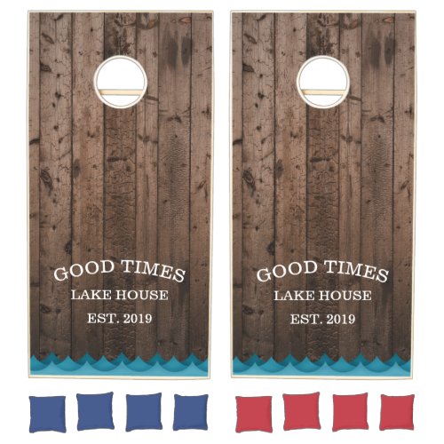 Rustic Lake House Lake Waves Cornhole Set