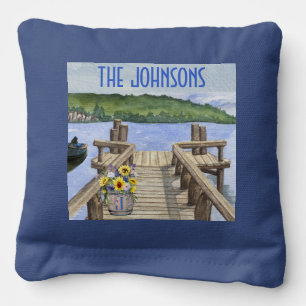 Rustic Lake House Themed Family  Cornhole Bags
