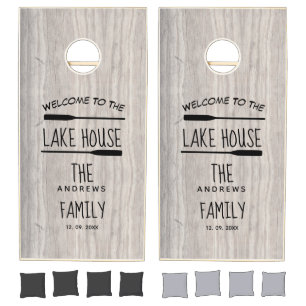 Rustic Lake House Themed Family Cornhole Set
