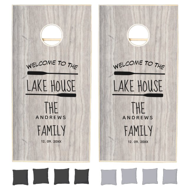 Rustic Lake House Themed Family Cornhole Set (Set)