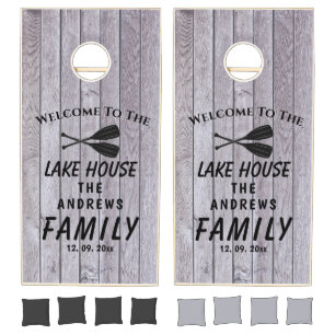 Rustic Lake House Themed Family Cornhole Set