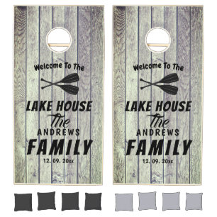 Rustic Lake House Themed Family Cornhole Set