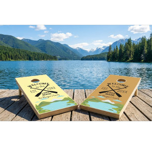 Rustic Lake House Themed Family Cornhole Set