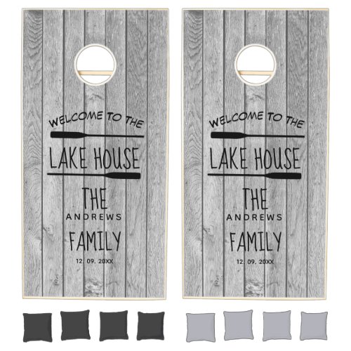 Rustic Lake House Themed Family Cornhole Set