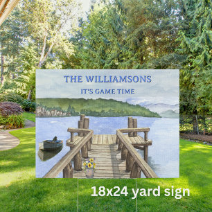 Rustic Lake House Themed Family Sign