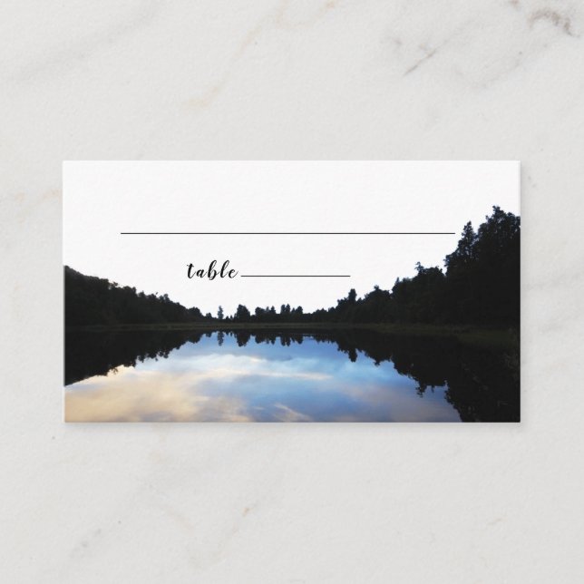 ©Rustic Lake Reflections Lakeside Wedding Escort Enclosure Card (Front)