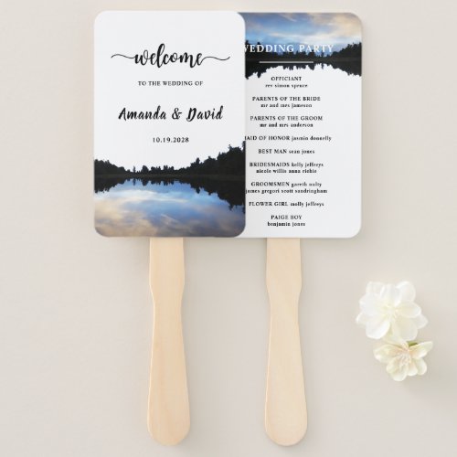 Rustic Lake Reflections Lakeside Wedding Hand Fan