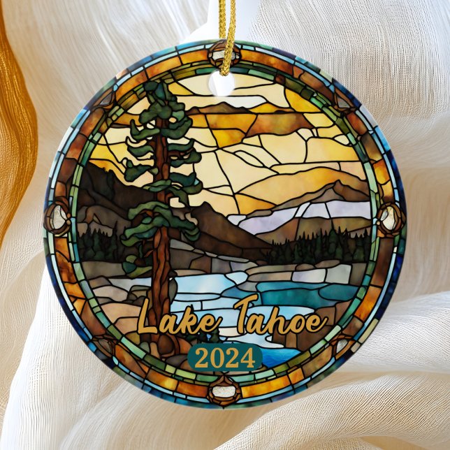 Rustic Lake Tahoe California Ceramic Ornament (Creator Uploaded)