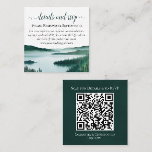 Rustic Lake Wedding Details & RSVP Online QR Code Enclosure Card