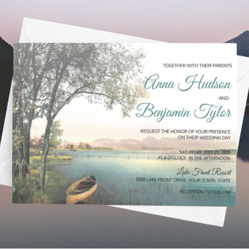 Rustic Lakeside Country Wedding Event Invites
