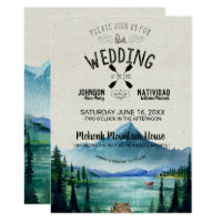 Rustic Lakeside Mountain Wedding Card