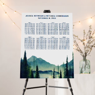 Rustic Lakeside Mountain Wedding Seating Chart Foam Board
