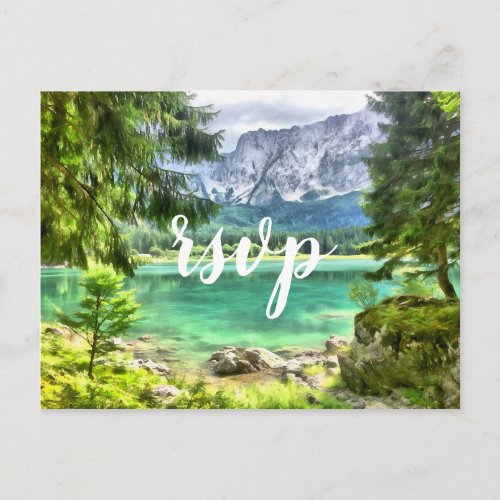 Rustic Lakeside RSVP Postcard with Meal Choice