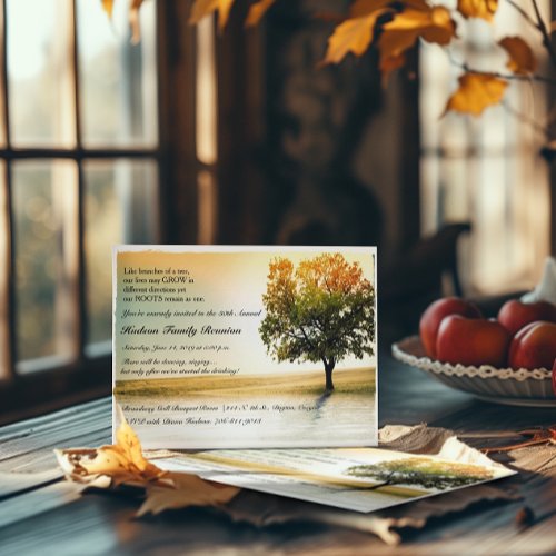 Rustic Lakeside Tree Family Reunion Party Invites