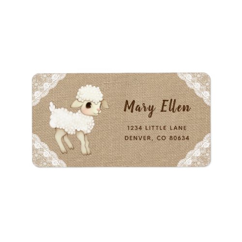 Rustic Lamb Baby Shower Return Address Label