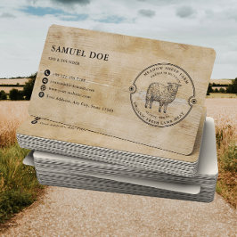 Rustic Lamb Sheep Farm LOGO QR Code Business Card