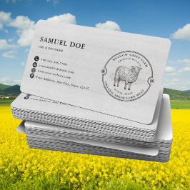 Rustic Lamb Sheep Farm LOGO QR Code Gray Business Card
