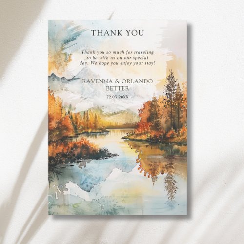 Rustic Landscape Mountain Lake Fall Thank You Card