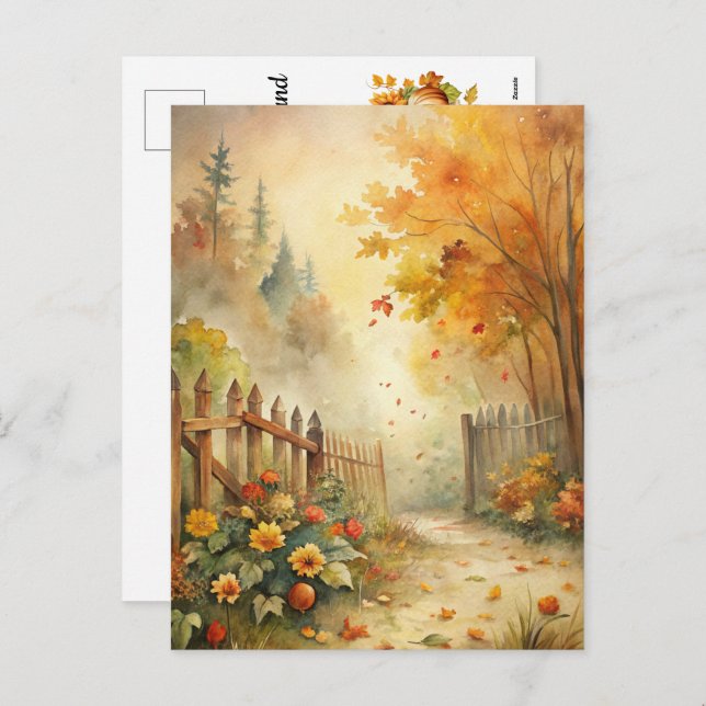 Rustic Landscape - Welcome Fall Holiday Postcard (Front/Back)