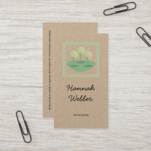 Rustic Landscaping trees logo green kraft paper Business Card