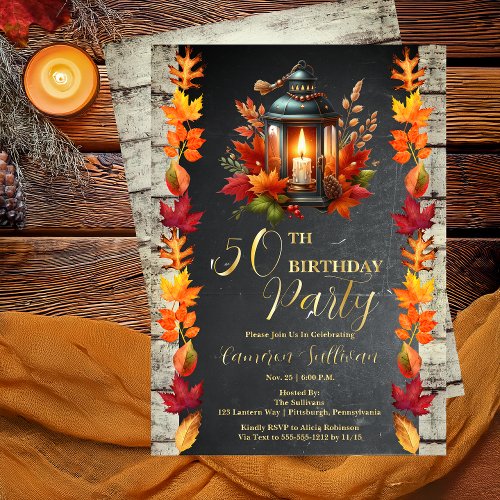 Rustic Lantern and Leaves Fall 50th Birthday Party