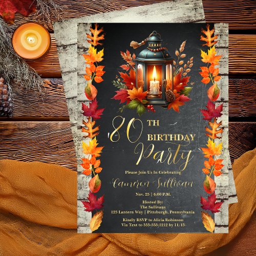 Rustic Lantern and Leaves Fall 80th Birthday Party