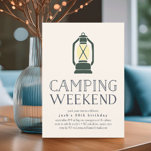 Rustic Lantern Camping Weekend Invitation