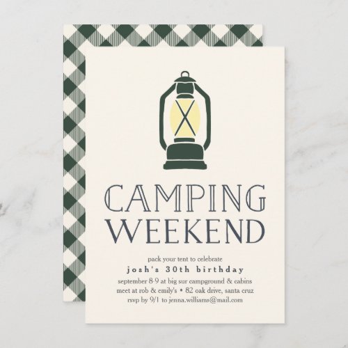 Rustic Lantern Camping Weekend Invitation