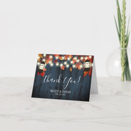 Rustic Lantern Fall Navy Barn Wood Thank You