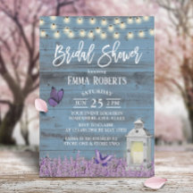 Rustic Lantern Lavender Flowers Blue Bridal Shower