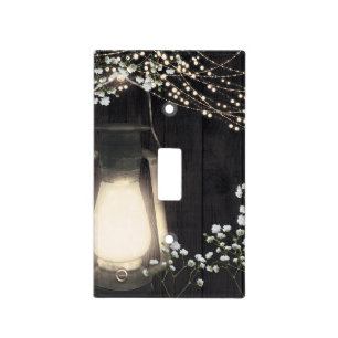 Rustic Lantern Light & Baby's Breath Floral Light Switch Cover
