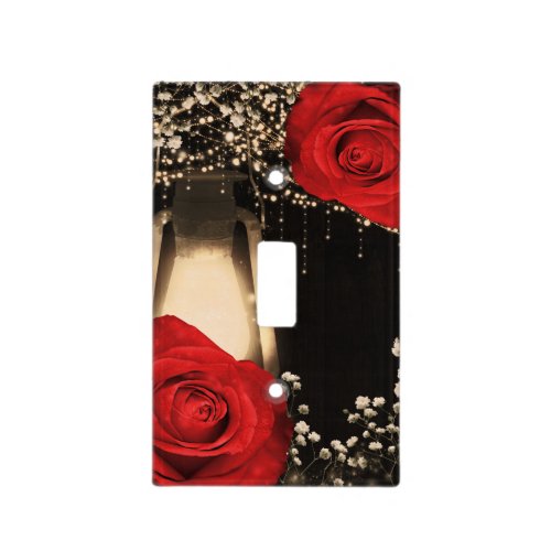 Rustic Lantern Light  Bright Red Roses Floral Light Switch Cover