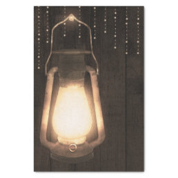 Rustic Lantern &amp; Lights Brown Barn Wood Wedding Tissue Paper
