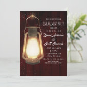 Rustic Lantern Lights Cherry Wood Engagement Party Invitation (Standing Front)