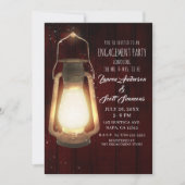 Rustic Lantern Lights Cherry Wood Engagement Party Invitation (Front)