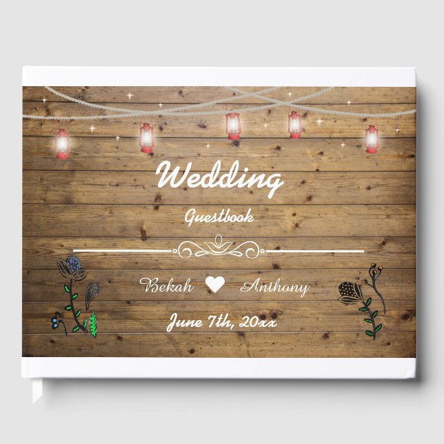 Rustic Lantern Lights Guestbook (Front)