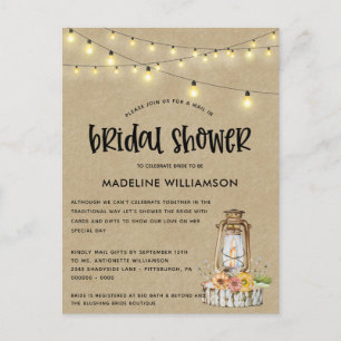 Rustic Lantern & Lights MAIL IN  Bridal Shower Postcard