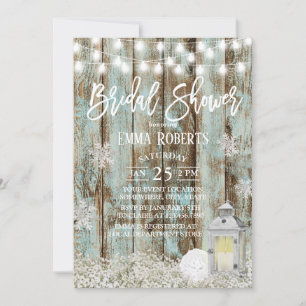 Rustic Lantern Snowflakes Winter Bridal Shower Invitation