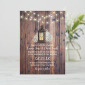Rustic Lantern & String Lights Barn Wedding Invitation (Standing Front)