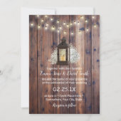 Rustic Lantern & String Lights Barn Wedding Invitation (Front)