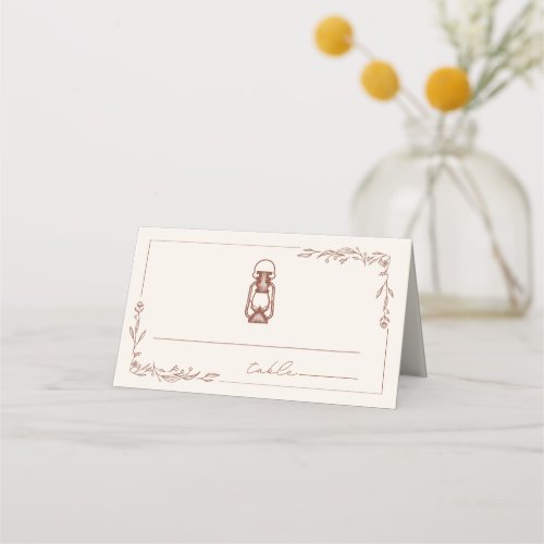Rustic Lantern Terracotta Wedding Place Card