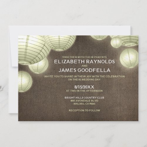 Rustic Lantern Wedding Invitations
